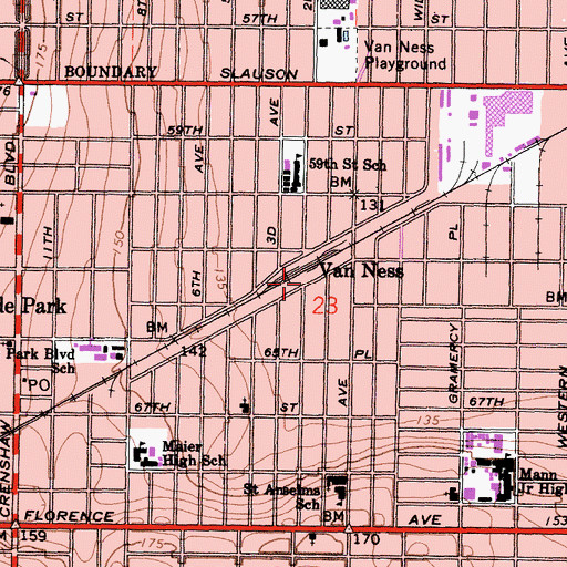 Topographic Map of Van Ness, CA