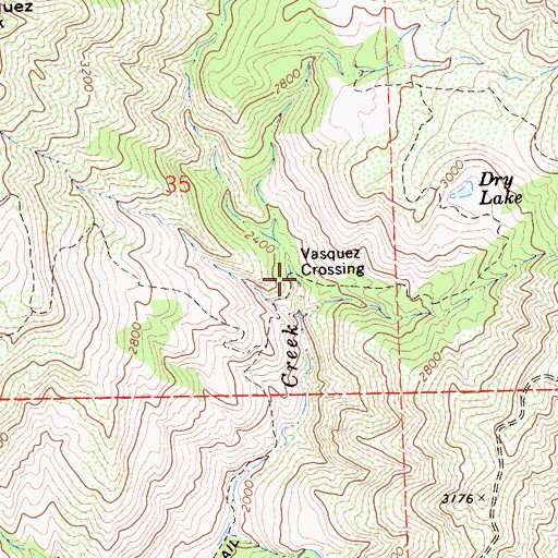 Topographic Map of Vasquez Crossing, CA