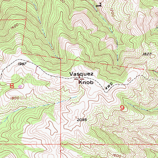 Topographic Map of Vasquez Knob, CA