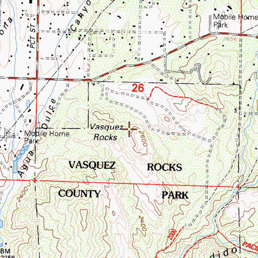 Topographic Map of Vasquez Rocks, CA