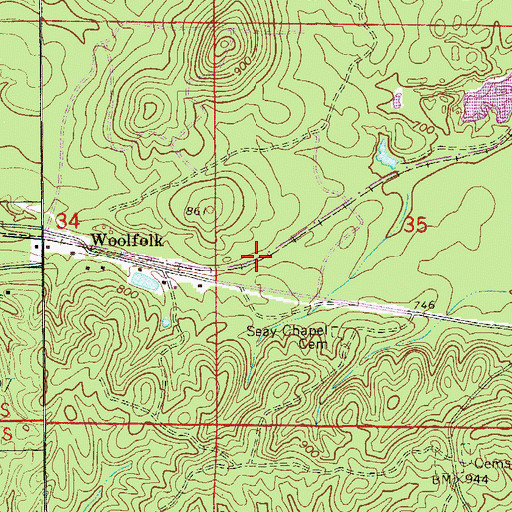 Topographic Map of Seaton (historical), AL