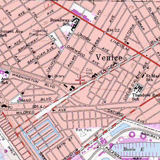Topographic Map of Venice, CA