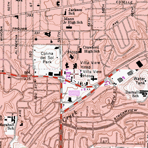 Topographic Map of Promise Hospital of San Diego, CA