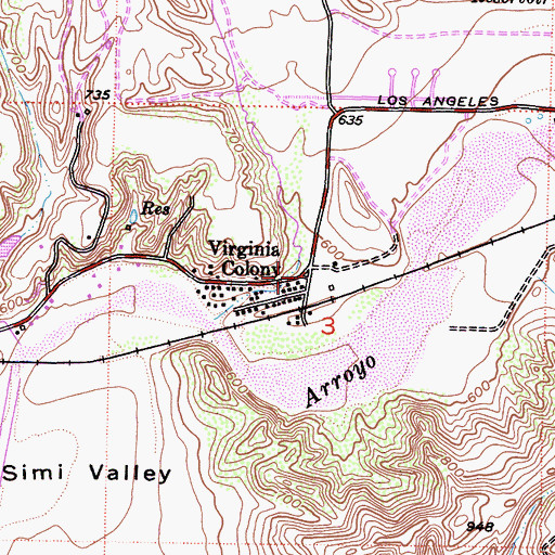 Topographic Map of Virginia Colony, CA