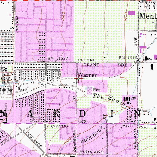Topographic Map of Warner, CA