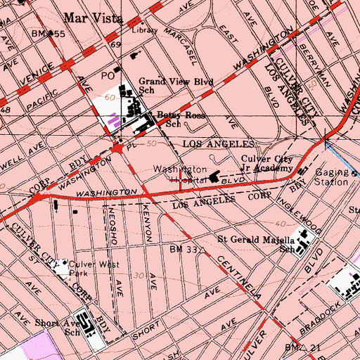 Topographic Map of Washington Hospital (historical), CA