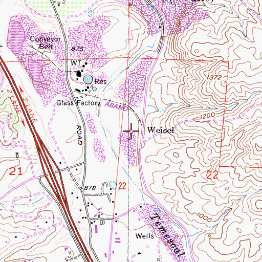 Topographic Map of Weisel, CA