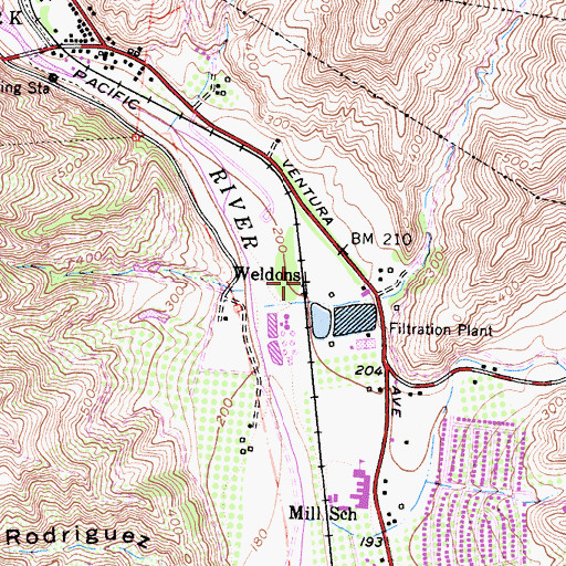 Topographic Map of Weldons, CA