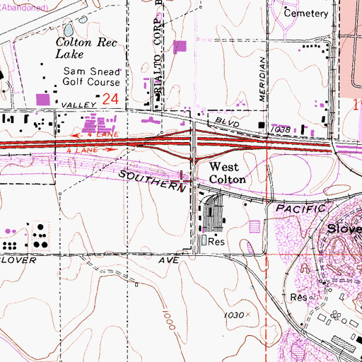 Topographic Map of West Colton, CA