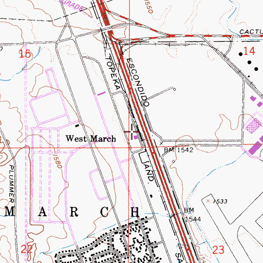 Topographic Map of West March, CA