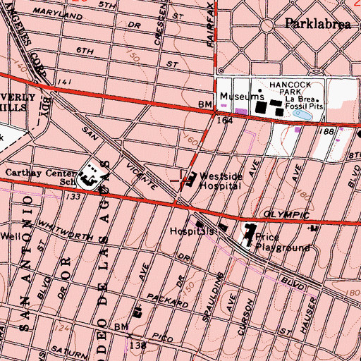 Topographic Map of Westside Hospital (historical), CA