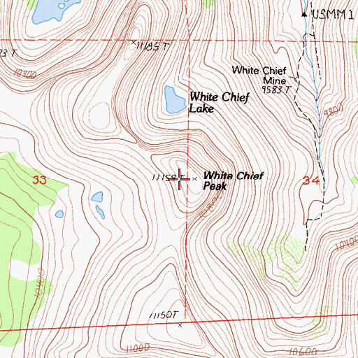 Topographic Map of White Chief Peak, CA