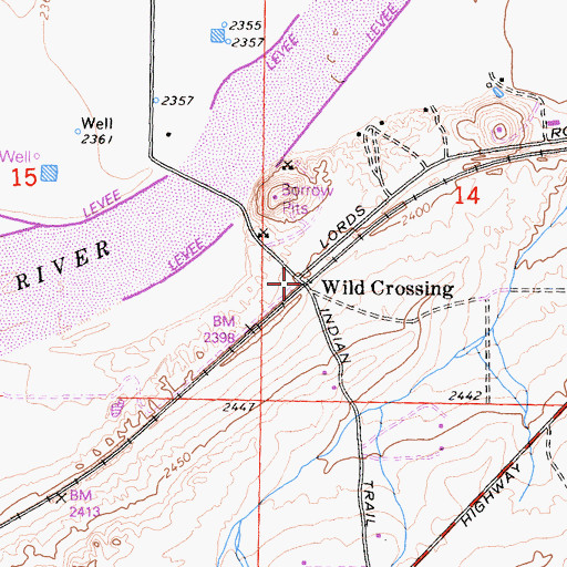 Topographic Map of Wild Crossing, CA