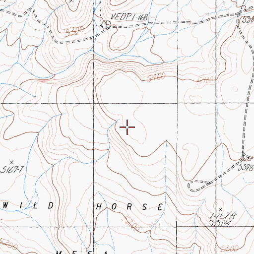 Topographic Map of Wild Horse Mesa, CA