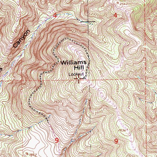 Topographic Map of Williams Hill, CA