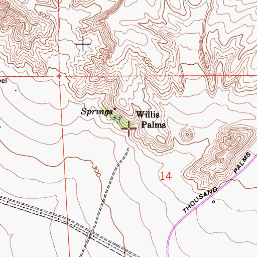 Topographic Map of Willis Palms, CA