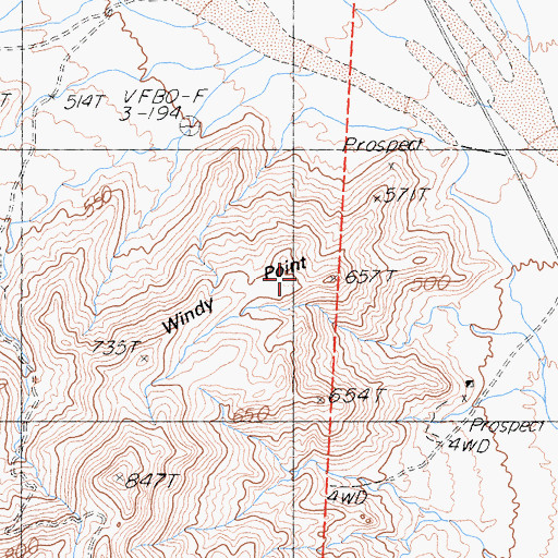 Topographic Map of Windy Point, CA