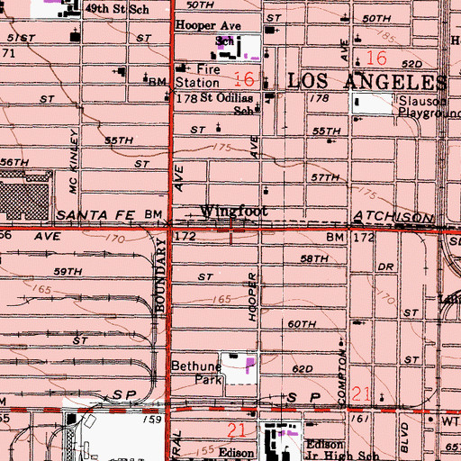 Topographic Map of Wingfoot, CA