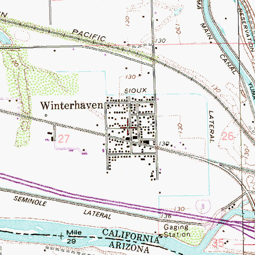 Topographic Map of Winterhaven, CA