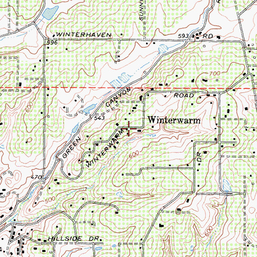 Topographic Map of Winterwarm, CA