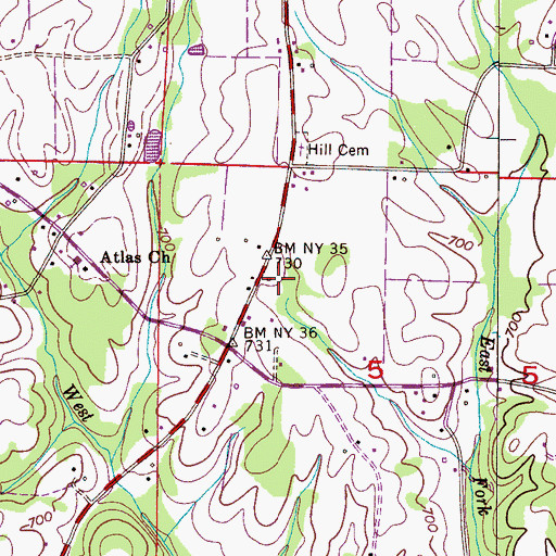 Topographic Map of Atlas (historical), AL