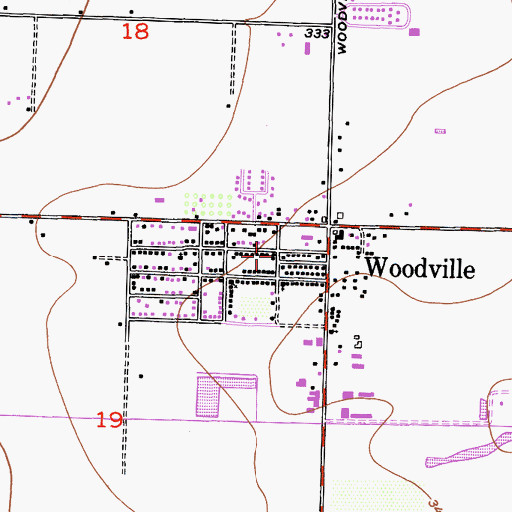 Topographic Map of Woodville, CA