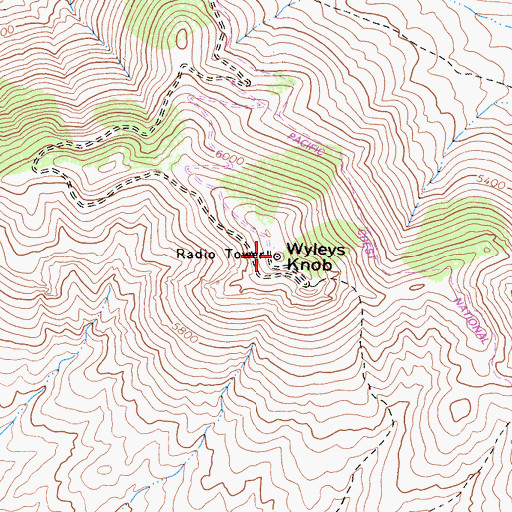 Topographic Map of Wyleys Knob, CA