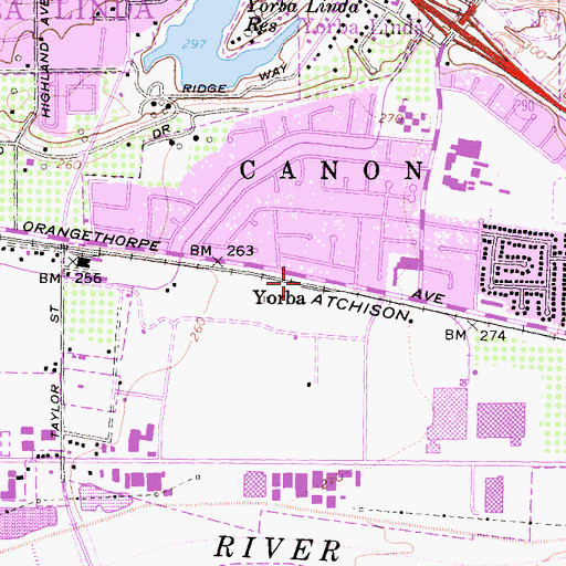 Topographic Map of Yorba, CA