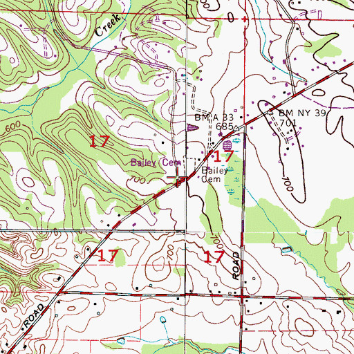 Topographic Map of Baileys School (historical), AL