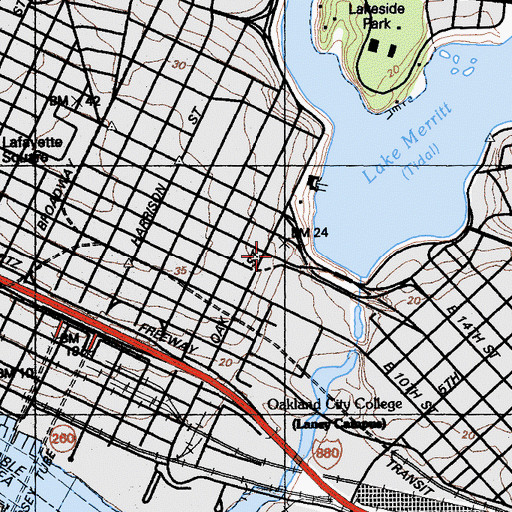 Topographic Map of Alameda County Courthouse, CA