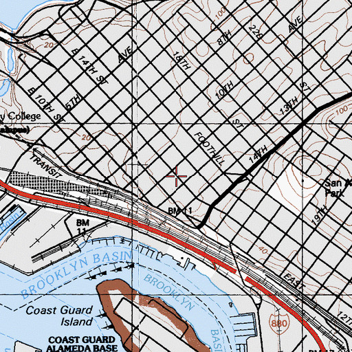 Topographic Map of Brooklyn Presbyterian Church, CA