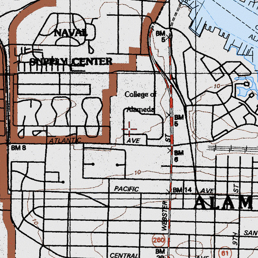 Topographic Map of College of Alameda, CA