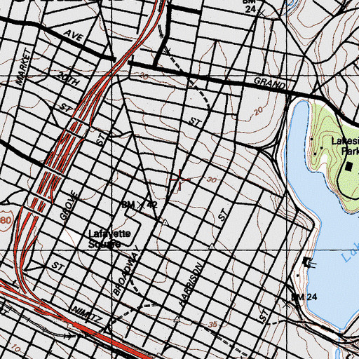 Topographic Map of First Church of Christ Scientist, CA