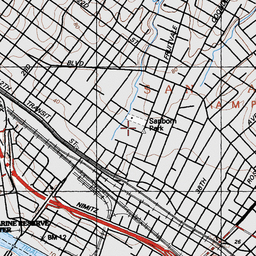 Topographic Map of Fruitvale Congregational Church, CA