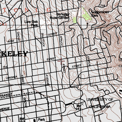 Topographic Map of Hillside Club, CA