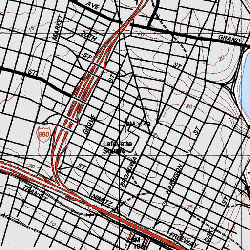 Topographic Map of Oakland City Hall, CA