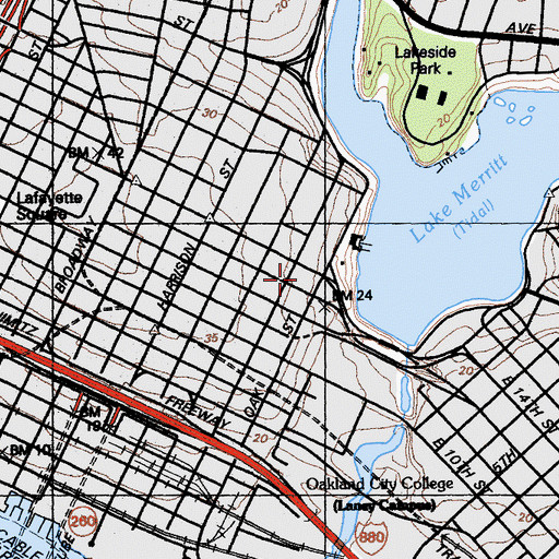 Topographic Map of Oakland Public Library, CA