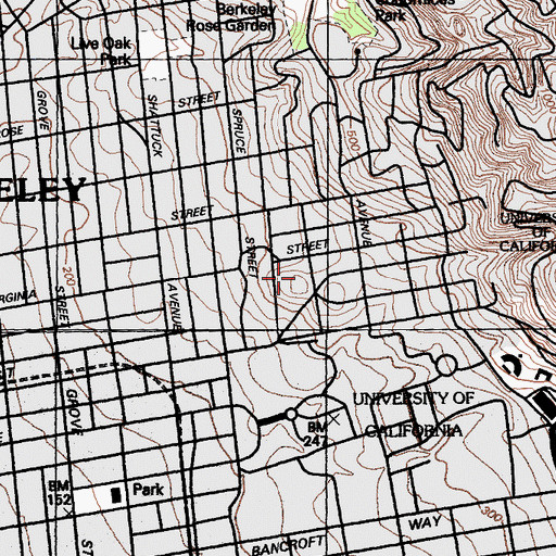 Topographic Map of Pacific School of Religion, CA