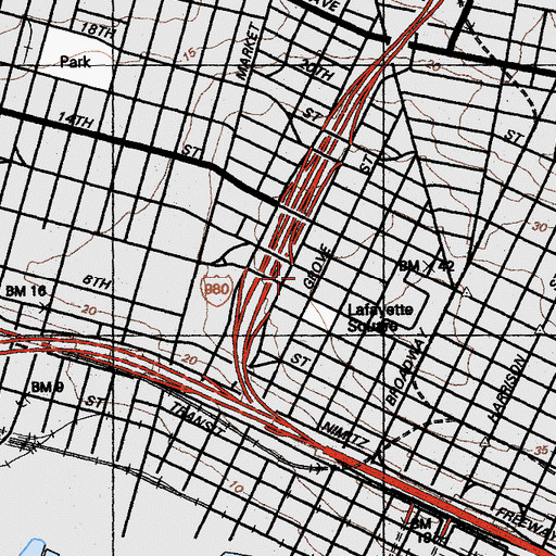 Topographic Map of Preservation Park, CA