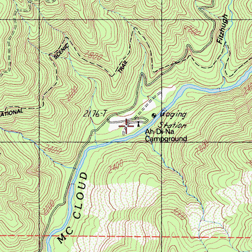 Topographic Map of Ah-Di-Na Campground, CA