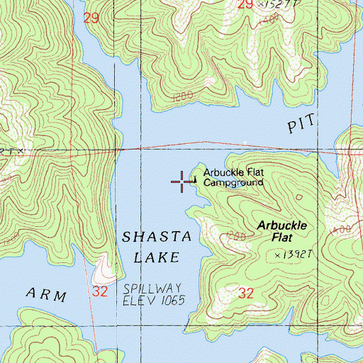 Topographic Map of Arbuckle Flat Campground, CA