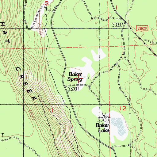 Topographic Map of Baker Spring, CA