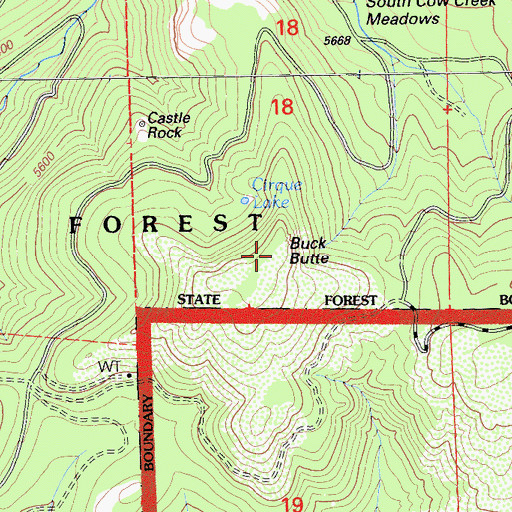 Topographic Map of Buck Butte, CA
