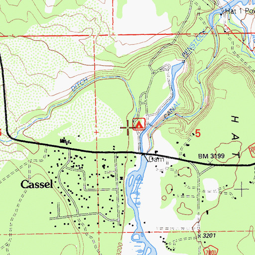 Topographic Map of Cassel Campground, CA
