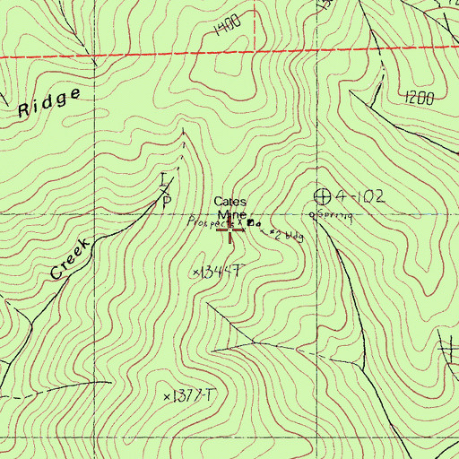 Topographic Map of Cates Mine, CA