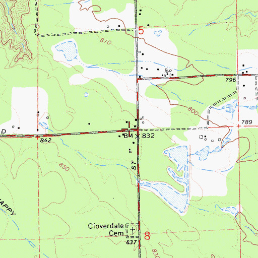 Topographic Map of Cloverdale School (historical), CA