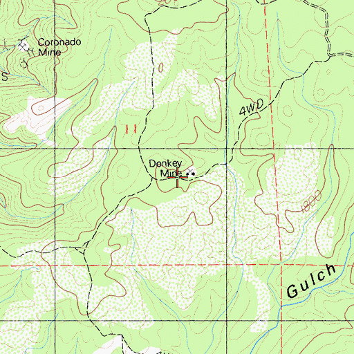 Topographic Map of Donkey Mine, CA