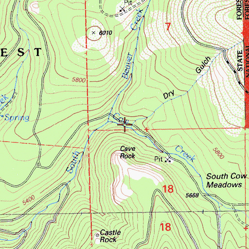 Topographic Map of Dry Gulch, CA