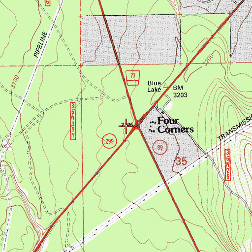 Topographic Map of Four Corners, CA