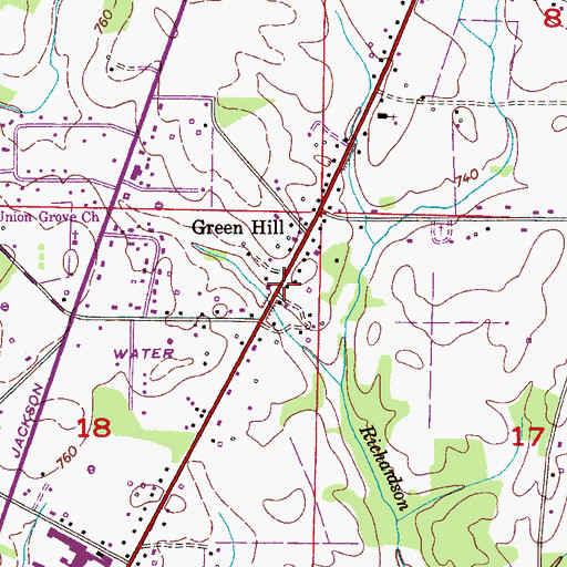 Topographic Map of Green Hill Post Office (historical), AL
